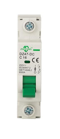 DC Miniature Circuit Breaker, 1 Pole 16 Amp, 110V-250VDC, 6kA Din Rail Mount Breaker with Thermal Magnetic Trip, DZ47-63 C16 1P, DC Solar MCB