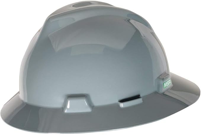 MSA V-Gard Full-Brim Hard Hat with Suspension - Polyethylene Shell, Superior Impact Protection and Self Adjusting Crown Straps - Standard Size Hard Hat