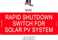 Photovoltaic Labels for PV Solar System_#150-160 "Rapid Shutdown Switch for Solar PV System_5 ¼” X 2” _Pack of 10