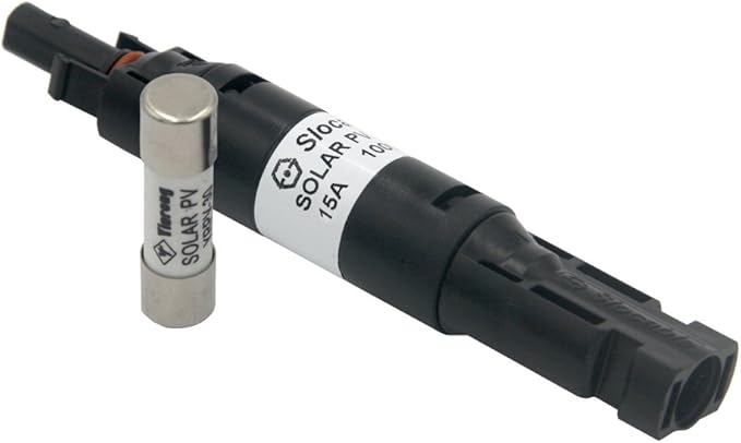 ZOOKOTO 15A Solar Panel PV In-Line Fuse Holder w/ Fuse Photovoltaic Connectors 1000V Waterproof 15 Amps
