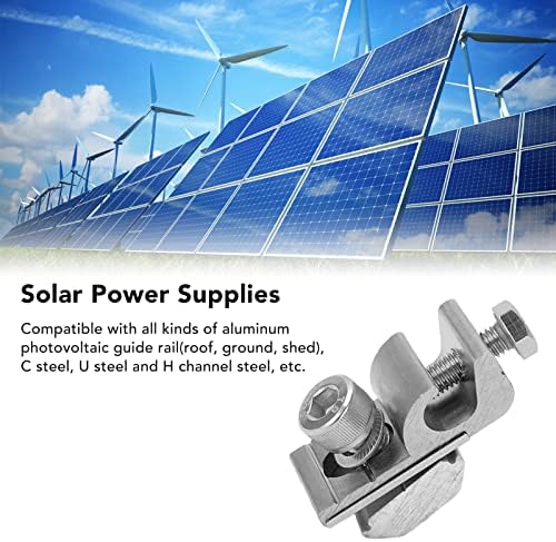 Solar System Grounding Clip 10Pcs Solar Mounting System Grounding Clip Lug Bracket Clamps Set, Solar Panel Photovoltaic On Coupling Earthing Ground Lug Cable Clamp Ground Clamp