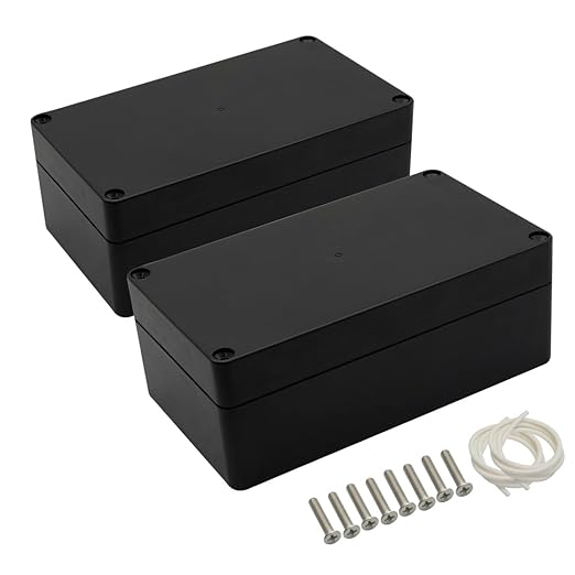LeMotech Project Box ABS Plastic Junction Box IP65 Waterproof Electrical Boxes Universal Enclosure Black 6.2X 3.5X 2.4 inch (158x90x60mm)（Pack of 2）