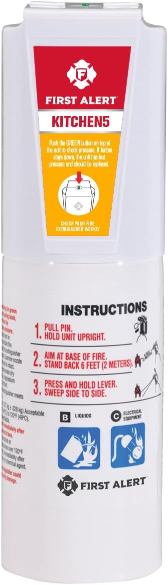 First Alert KITCHEN5 Fire Extinguisher & EZ Fire Spray, Extinguishing Aerosol Spray, Combo Pack