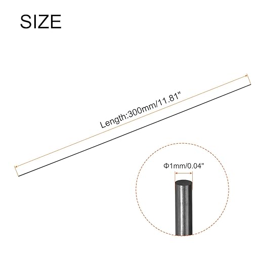 MECCANIXITY Carbon Fiber Rod Pole, 1mm x 300mm for RC Car Plane DIY Tool Wing Tube Quadcopter Arm, Pack of 18
