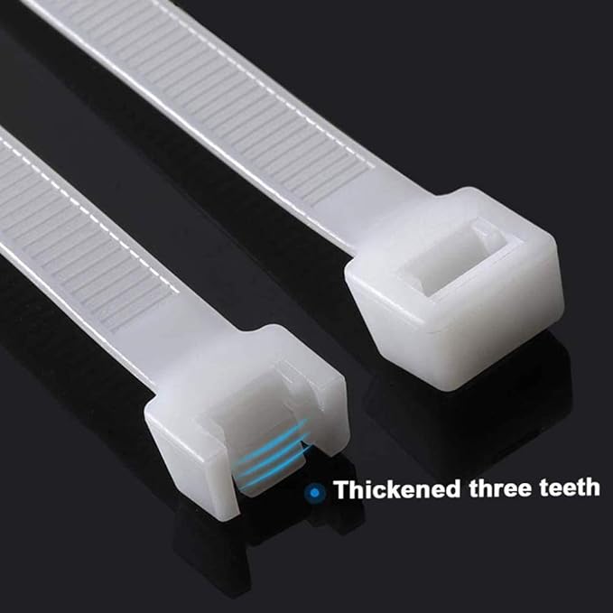 Zip Ties 16 Inch 100 per pack with 70 Pounds Tensile Strength Heavy duty cable ties White Self-Locking Nylon Wire Ties