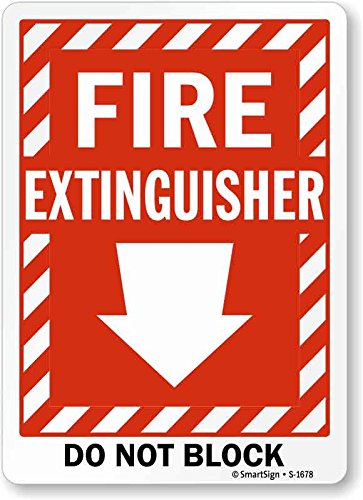 SmartSign "Fire Extinguisher - Do Not Block" Sign with Down Arrow | 10" x 14" Plastic