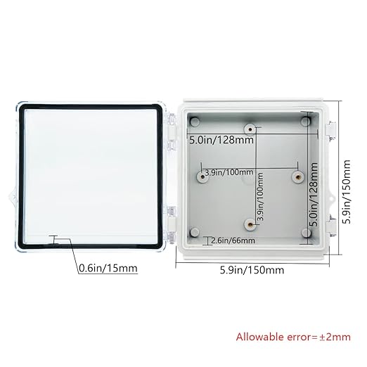 Zulkit Junction Box ABS Plastic Dustproof Waterproof IP67 Electrical Boxes Hinged Shell Outdoor Universal Project Enclosure Grey Clear Cover, Stainless Steel Buckles 5.9 x 5.9 x 3.5 inch
