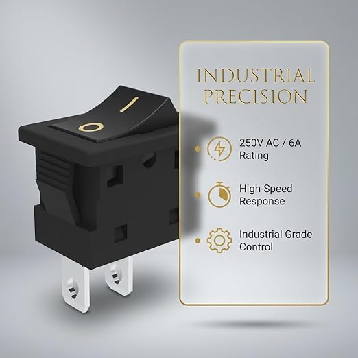 JD 2pcs KCD1 Power Switch 6A 125V/250V AC Boat Rocker Switch ON/Off Switch 2Pins 2Position Toggle Switch with UL Certificate