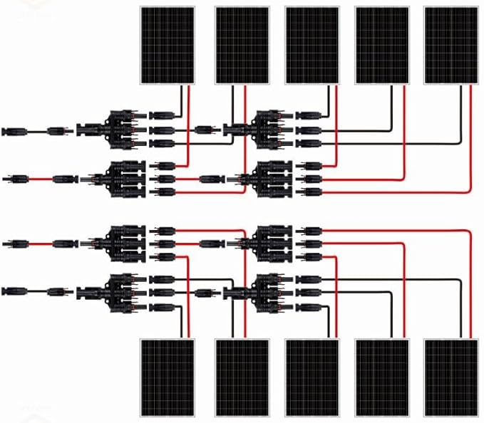 Solar Branch Connector Y-Connector, for Parallel Connection Between Solar Panels 1000V/1500V 50A, Complimentary MC-4 Wrench Assembly and Disassembly Crimping Tool, （MFFF/FMMM 1Pack