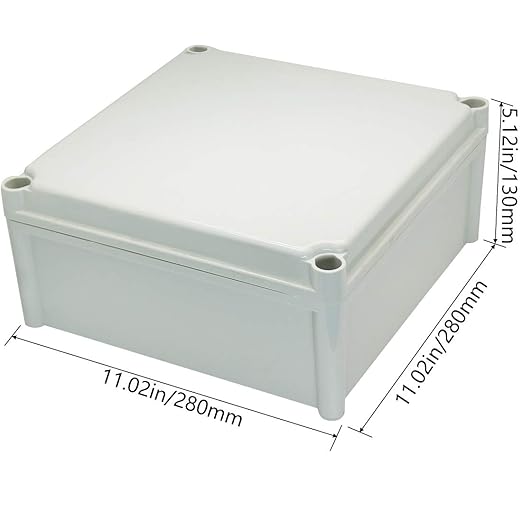 Zulkit Junction Box ABS Plastic Dustproof Waterproof IP67 Junction Boxes Universal Electrical Project Enclosure DIY Electronic Project Box Grey 11.02 x 11.02 x 5.12 inch (280 x 280 x 130 mm)