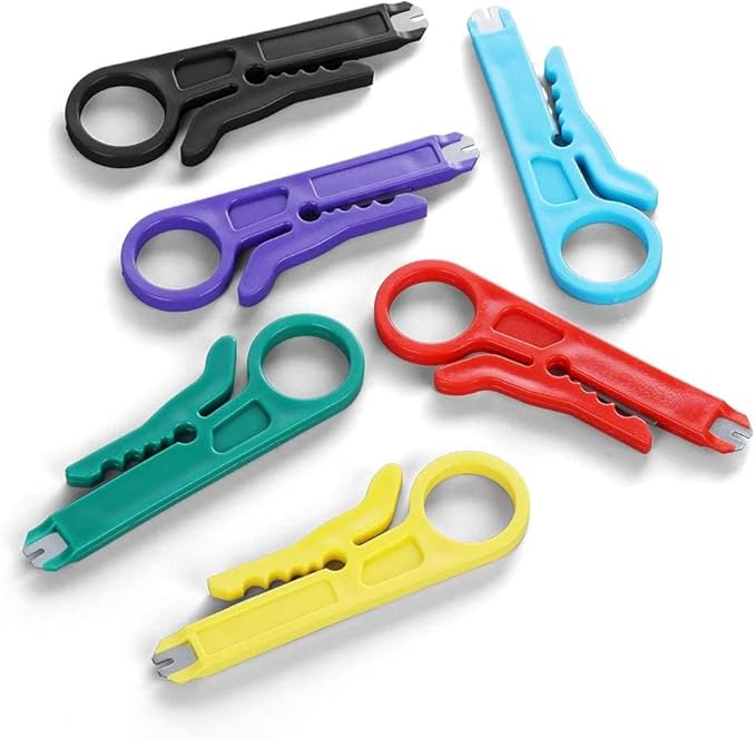 Mini Wire Stripper, 6 Pcs Network Wire Stripper Punch Down Cutter for Network Wire Cable, RJ45/Cat5/CAT-6 Data Cable, Telephone Cable and Computer UTP Cable