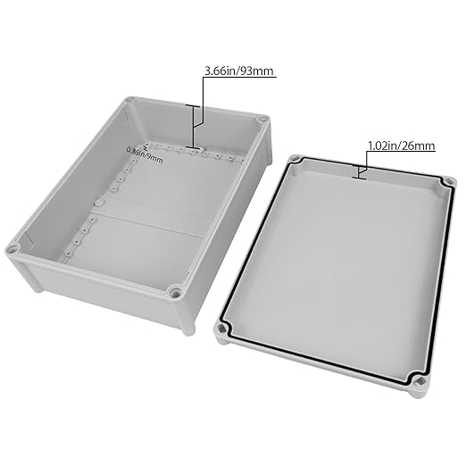 Junction Box，15"x 11"x 5.1" Outdoor Electrical Box with Mounting Plate, IP67 Dustproof Waterproof ABS Plastic Project Box, DIY Electrical Enclosure Gray (380x 280x 130 mm)