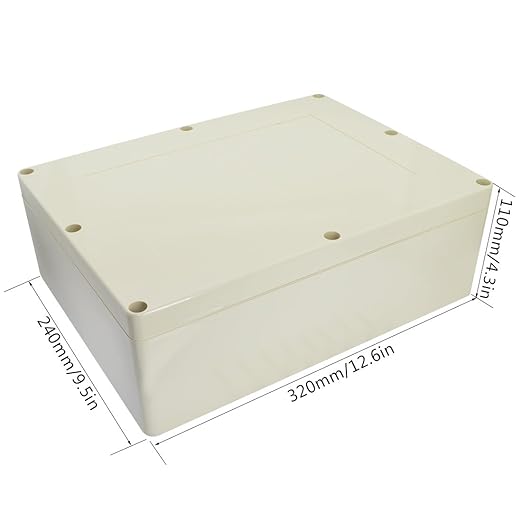 LeMotech Waterproof Dustproof IP65 ABS Plastic Junction Box Universal Electric Project Enclosure Pale Gray 12.6 x 9.45 x 4.33 inch (320 x 240 x 110 mm)