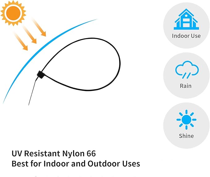 8 Inch White Zip Tie 1000 PCS, 40 Lbs - Small to Medium Zip Tie, Nylon PA66 UV Resistant Cable Tie Heavy Duty for Indoor and Outdoor Use - Ideal for bundling and securing objects