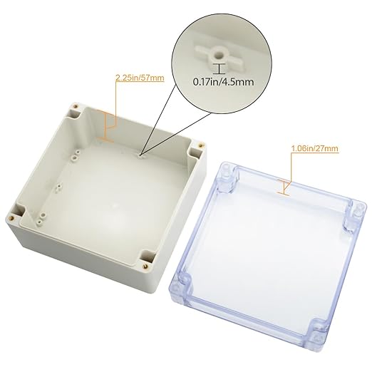 LeMotech ABS Plastic Junction Box Dustproof Waterproof IP65 Electrical Enclosure Box Universal Project Enclosure Grey with PC Transparent Clear Cover6.3 x6.3 x3.54 inch(160 x 160 x 90 mm)