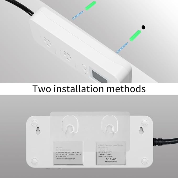Electricity Usage Monitor, Briidea Power Consumption Watt Voltage Amp Meter Tester with 2 Outlets Electricity Analyzer Monitoring Device for Energy Saving, White