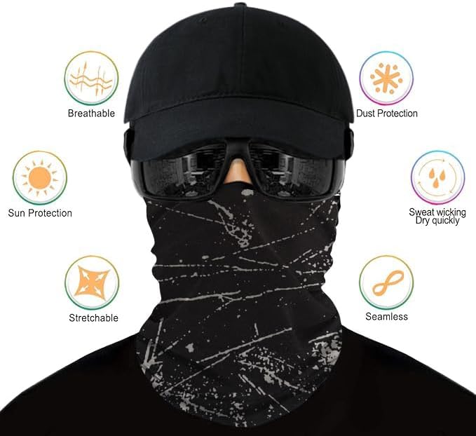 6-Pack Balaclava Face Mask for Men & Women - UV Protection Neck Gaiter, Multi-Use Cycling Mask & Breathable Headband