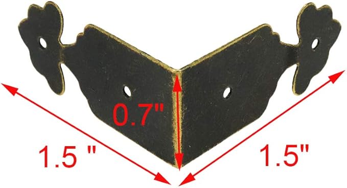 Geesatis 30 Pcs Corner Protector Box Edge Cover Brackets Right Angle Vintage Flower Pattern Decorative Corner Brackets, Bronze Tone, 1.5 x 0.7 inch