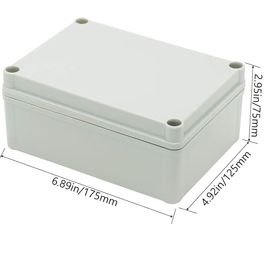 Zulkit Junction Box ABS Plastic Dustproof Waterproof IP67 Junction Boxes Universal Electrical Project Enclosure DIY Electronic Project Box Grey 6.89 x 4.92 x 2.95 inch (175 x 125 x 75 mm)