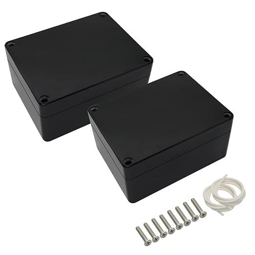 LeMotech ABS Plastic Electrical Project Case Power Junction Box, Project Box Black 4.5" x 3.5" x 2.2" (115 x 90 x 55 mm)(Pack of 2)