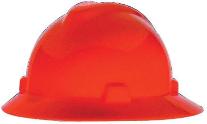 MSA V-Gard Full-Brim Hard Hat with Suspension - Polyethylene Shell, Superior Impact Protection and Self Adjusting Crown Straps - Standard Size Hard Hat