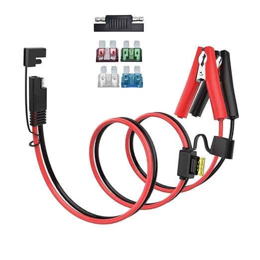 10AWG 3.3FT SAE Connectors, Battery Alligator Crocodile to SAE, SAE Quick Release Adapter to Alligator Clips Quick Disconnect Cable,with 5 Fuse,for Solar Panel Cars Motorcycles Battery Charger