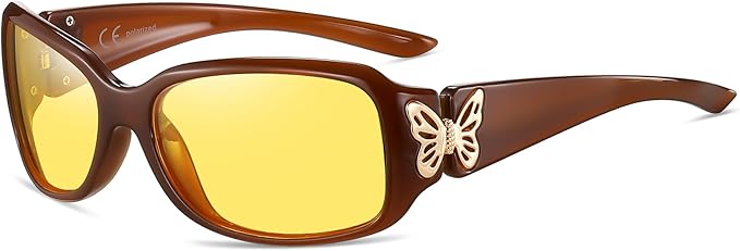 HAOLOTA Night Vision Driving Glasses Women Anti Glare Polarized, Wrap Around Nighttime Safety Glasses UV Protection