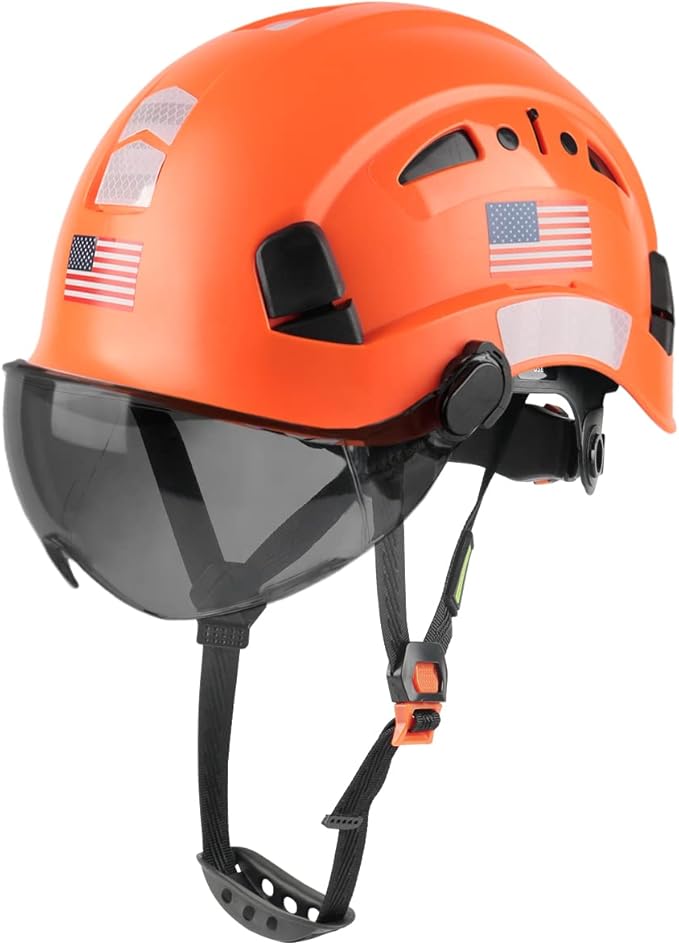 GREEN DEVIL Safety Helmet Hard Hat with Visor Chinstrap Adjustable Lightweight Vented ABS Work Helmet for Men and Women 6-Point Suspension ANSI Z89.1 Approved Ideal for Industrial & Construction