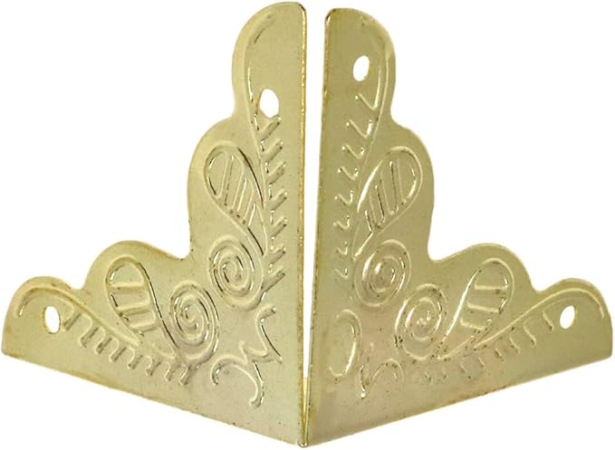 Bitray 25MM Antique Brass Box Edge Corner Cover Printed Wooden Box Guard Protector with Screws for Wooden Jewelry Box Case Photo Frame Chest Trunk Table Cabinet Furniture