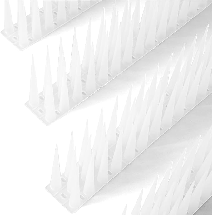 OFFO Bird Spikes Pigeon Outdoor Spikes for Cat Keep Birds Raccoon Woodpecker Away Covers 26 Feet(8.1m), Frosted White