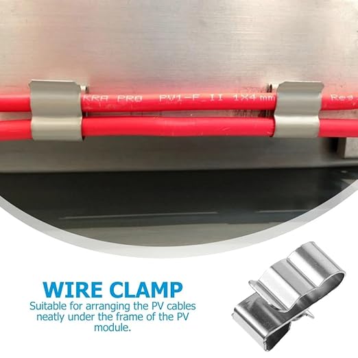 YSIL 100PCS Trailer Frame Wire Clips Stainless Steel Cable Clips 22.5mm/0.89Inch Solar Panel Double Wire Clips Clamps for PV Wiring Boat Cable Trailer