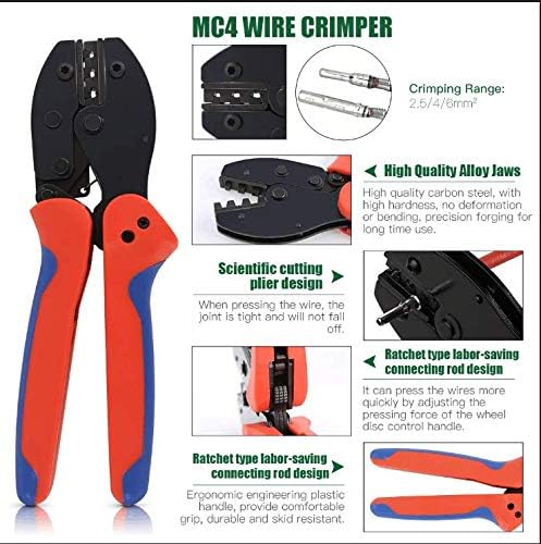 Keadic Solar Crimping Tools Includes Solar Panel Connectors, Solar Cable Connectors, Spanner Wrench, Solar Solar Crimper Tool Kit for 2.5/4.0/6.0mm² MC3 MC4 Solar Panel ﻿