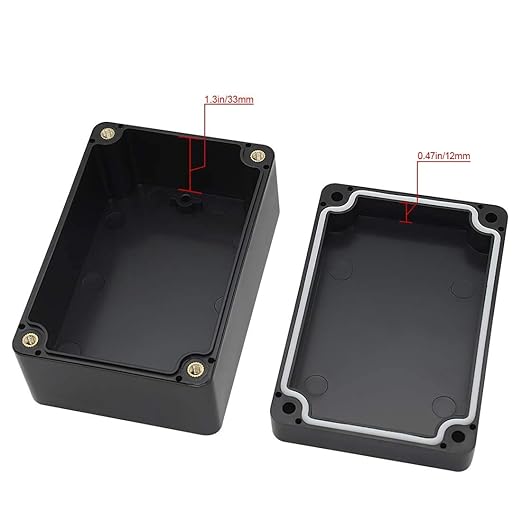 LeMotech Junction Box IP65 Waterproof Project Box Dustproof ABS Plastic Electrical Boxes Universal Enclosure for Electronic Black 3.93x 2.68x 1.97 inch (100 x 68 x 50 mm)(Pack of 2)