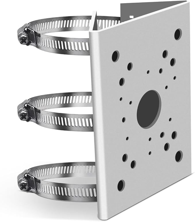 Universal Vertical Pole Corner Mount Bracket for Security Camera, Stainless Steel Pole Mount Adapter with 6 Loops, CCTV Cameras Mounting Brackets, Solar Panel Clamp