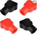 4PCS Battery Terminal Covers,Insulating PVC Battery Terminal Protector,Black&Red Marked Positive and Negative Car/Marine Battery Terminal Cover Kit
