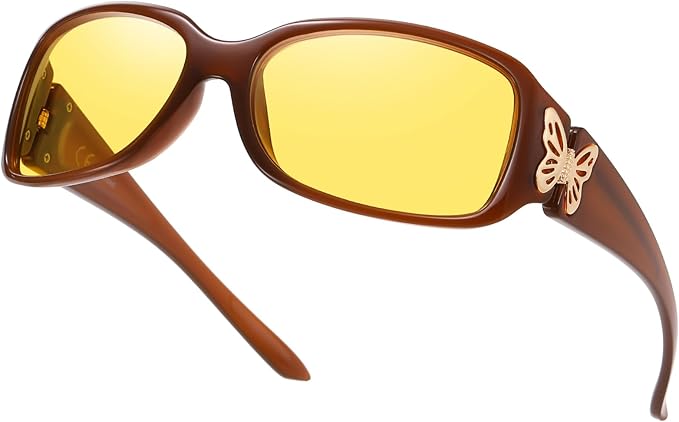 HAOLOTA Night Vision Driving Glasses Women Anti Glare Polarized, Wrap Around Nighttime Safety Glasses UV Protection