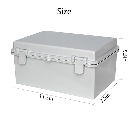 Waterproof Outdoor Junction Box Heavy Duty ABS Waterproof Box IP66, UV Resistant Electrical Enclosure for Marine, Garage & Solar Panel Installations Gray Cover 11.4"x7.4"x5.5"