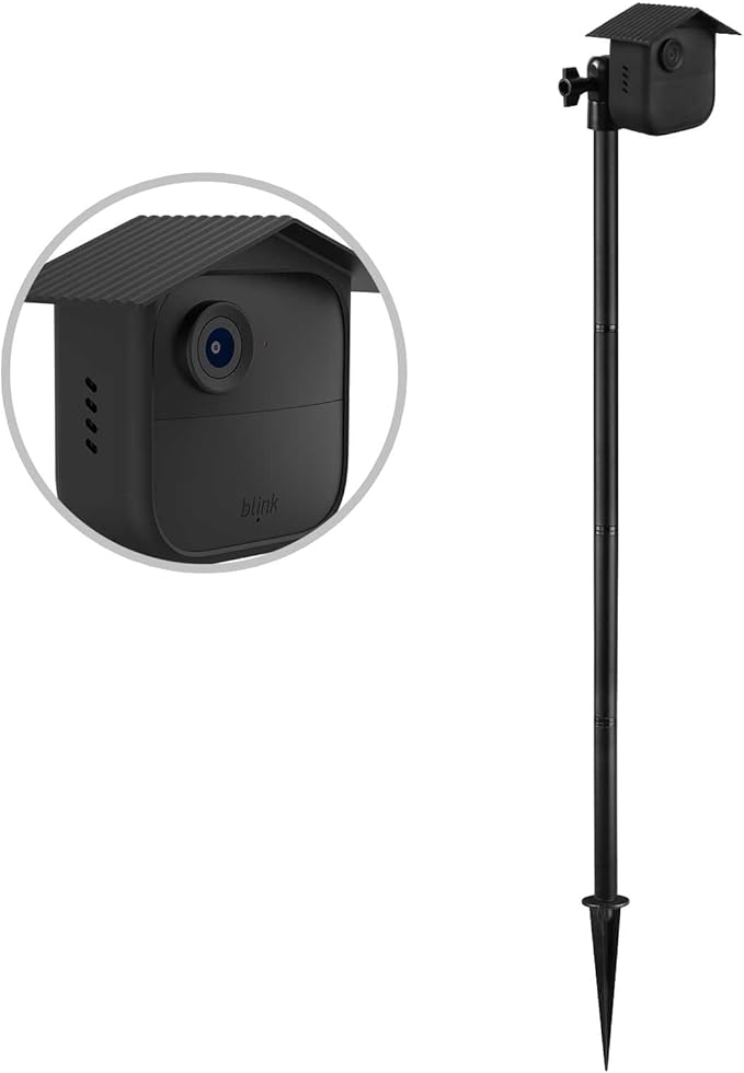 Security Camera Ground Stake + Silicone Cover Case Skin for All-New Blink Outdoor 4 (4th Gen), Heavy Duty Stand Mount with Adjustable Angle and Height (1Pack Black)