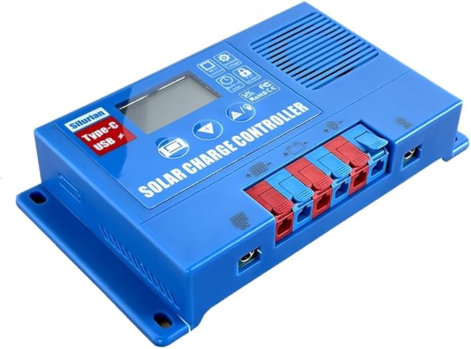 Solar Charge Controller 12V 30A, Solar Panel Charge Controller with Type-C and USB Output for Solar Panel and Gel, AGM, LiFePO₄ Battery