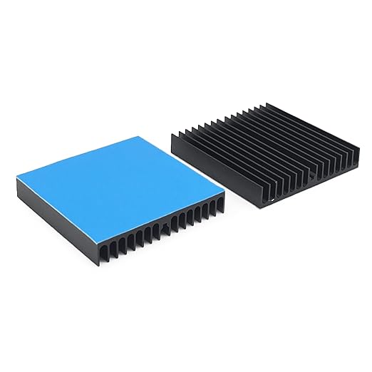 2 Pcs 60 x 60 x10 mm Heatsink Kit with Thermal Conductive Adhesive Tape, Square Cooler Aluminum Heat Sink Set for for Circuit Board Led Panel Router IC Amplifier Platform Chip Fans and DIY