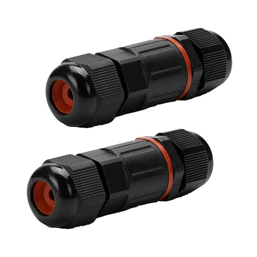 2Pcs IP68 Waterproof Electrical Junction Box Outdoor Underground Wire Connector Junction Boxes for 2 or 3 Pin Cables Range for 0.23-0.33 Inch(5.8-8.3MM)