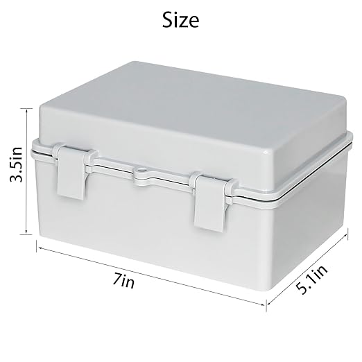 Electrical Box,Waterproof Electrical Junction Box IP66 ABS Electrical Junction Box, Dustproof Weatherproof Case with Mounting Plate for Outdoor Indoor Wiring Projects Gray Cover 7"x5.1"x3.5"