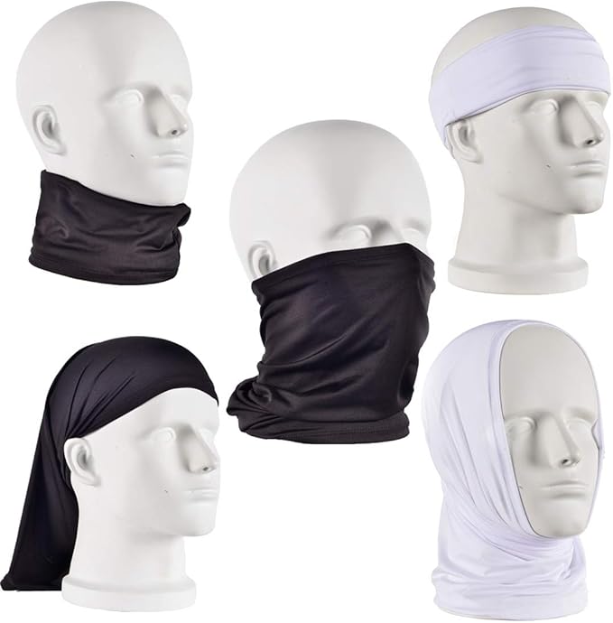 UV Face Cover Neck Gaiter Mask Dust Protection Magic Scarf Wind Bandana Balaclava for Summer Running Fishing 4 PCS
