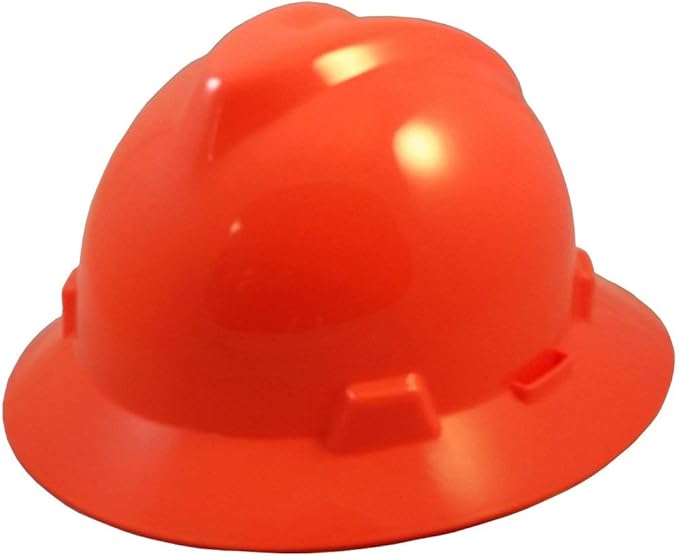 MSA V-Gard Full-Brim Hard Hat with Suspension - Polyethylene Shell, Superior Impact Protection and Self Adjusting Crown Straps - Standard Size Hard Hat