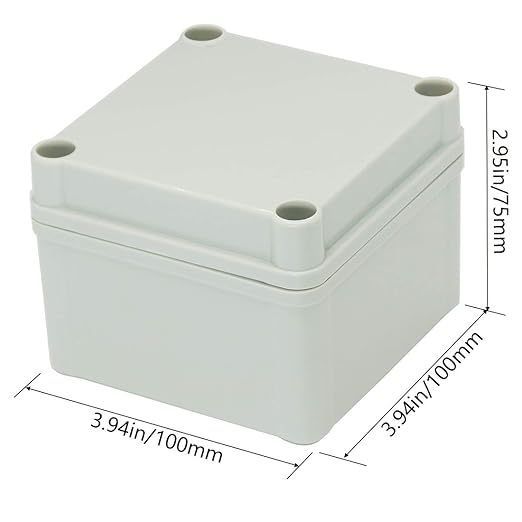 Zulkit Junction Box ABS Plastic Dustproof Waterproof IP67 Junction Boxes Universal Electrical Project Enclosure DIY Electronic Project Box Grey 3.94 x 3.94 x 2.95 inch (100 x 100 x 75 mm)