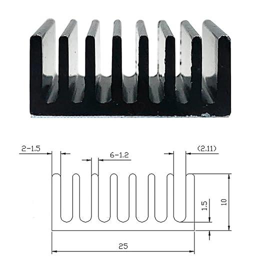 10PCS Black Aluminum Heat Sink with Thermal Conductive Adhesive Tape, 25×25×10mm Heatsink Cooler for Cooling VRM GPU Stepper Driver 3D Printer Stepper Motor Raspberry Pi