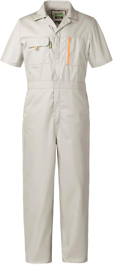 Mens Short Sleeve Coveralls Work Mechanics Jumpsuit Summer Overall Work Suit Breathable Crawl Suit Coverall