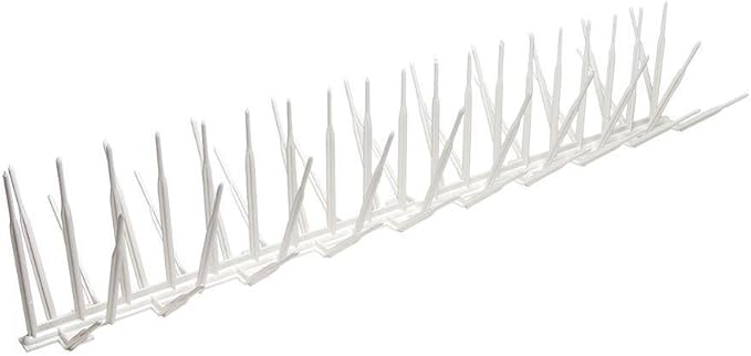 Bird B Gone - White Plastic Anti Bird Spikes (10') - Humane Deterrent - Stops Pigeons & Birds from Roosting - UV-Stabilized Polycarbonate - for Rooftops, Ledges, Fences, Etc - Made in USA