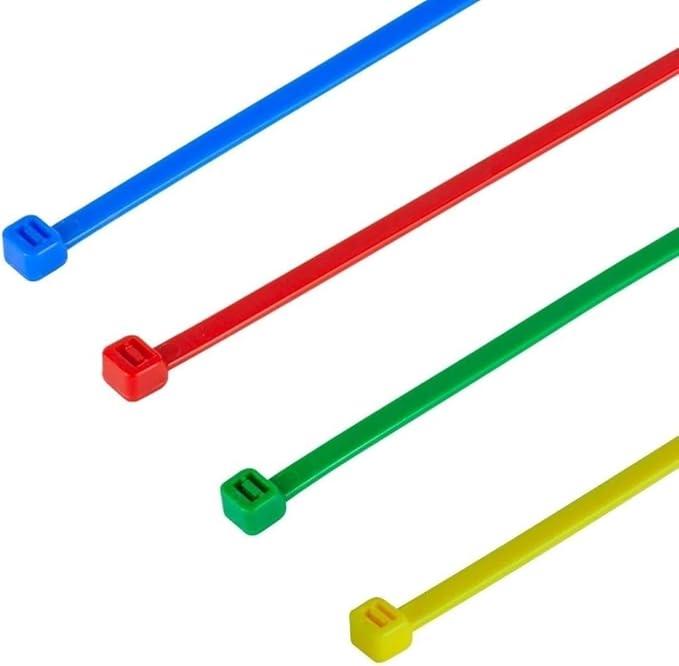 GTSE 12 Inch Mixed Colored Zip Ties, 200 Pack, 18lb Strength, UV Resistant Long Nylon Cable Ties, Self-Locking 8" Tie Wraps (Red, Blue, Green, Yellow)