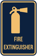 Signs ByLITA Portrait Round Fire Extinguisher Sign with Adhesive Tape, Mounts On Any Flat Surface (Navy Blue/Gold) - Large